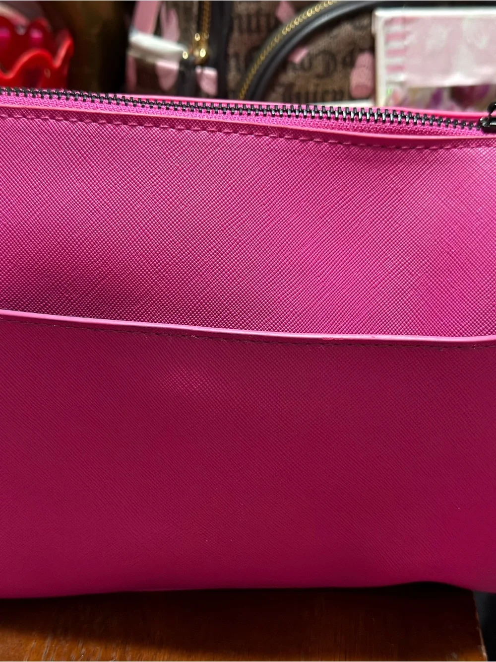 Steve Madden Bright Pink Cosmetic Pouch with Logo